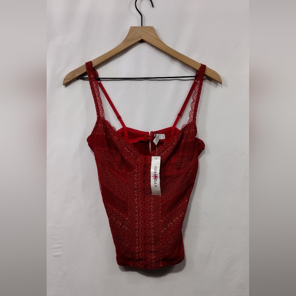 NWT Cosabella Lace Tank Top Women's 34C Red Romantic Feminine Retro 90s